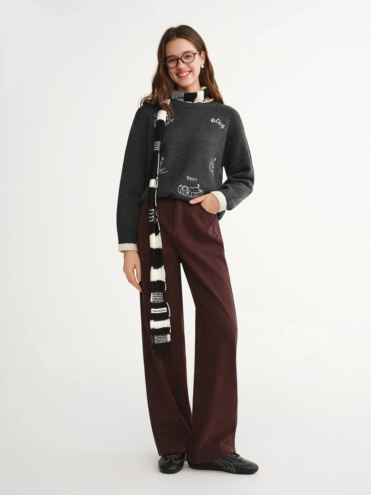 High Waist Wide Leg Pants Winter Office Trousers
