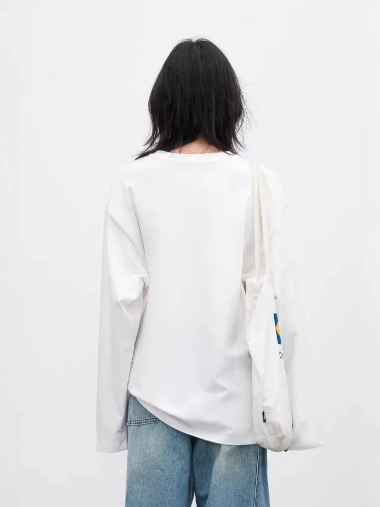 Floral & Fruit Print Long Sleeve T-Shirt Cotton Tee
