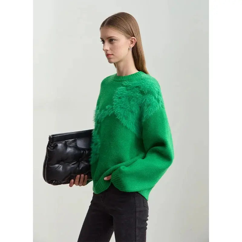Women's Strawberry Jacquard Winter Sweater