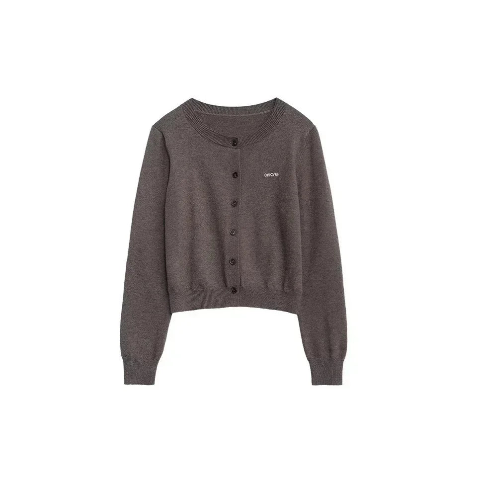 Women’s 3-Piece Knitted Skirt Set Pleated Cardigan Outfit
