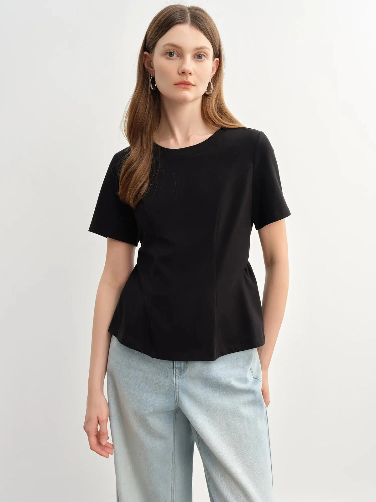 Plus Size Slimming Princess T-Shirt with Curved Hem