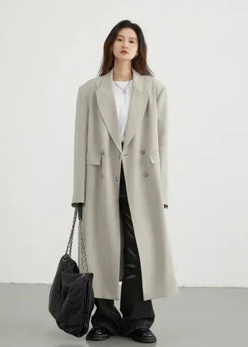 Women’s Double-Breasted Trench Coat Casual Long Overcoat