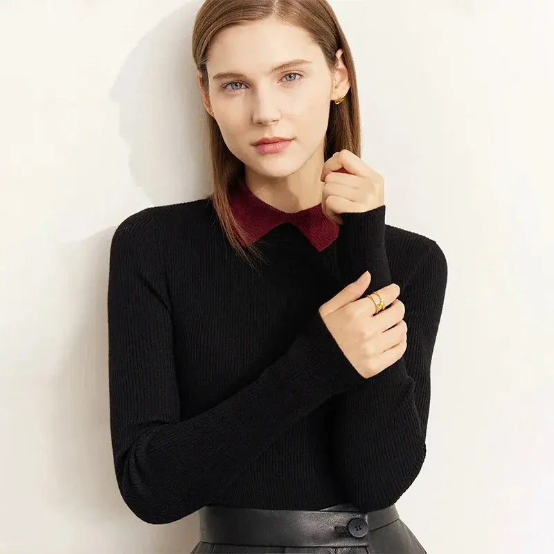 Minimalist Colorblock Knit Sweater