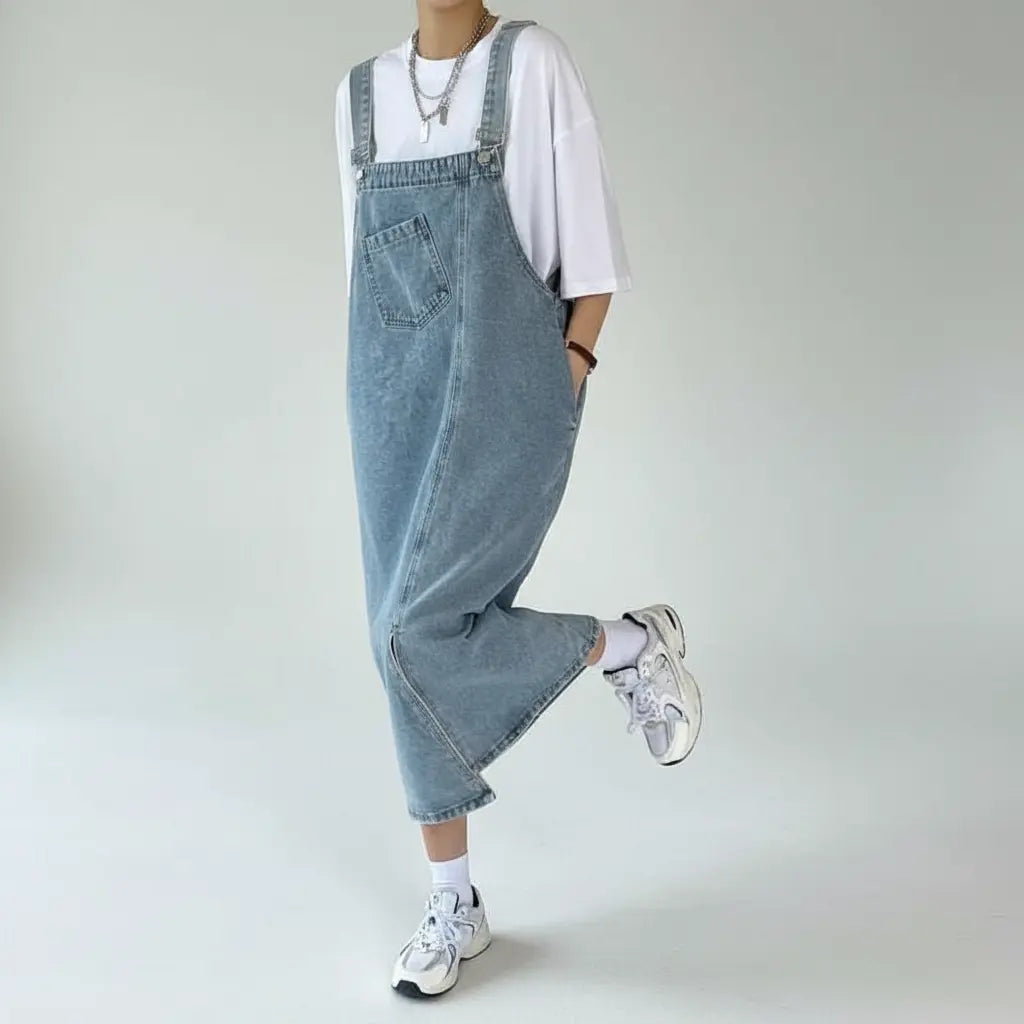 Casual Sleeveless Denim Overall Dress for Women