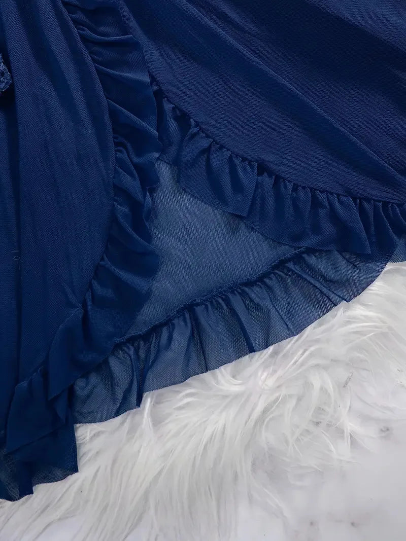 A Set Of Tulle Ultra Sexy Nightgown V-neck Bra Open Sleep Skirt Night Erotic Dress Woman Sheer Pajamas Lingerie Pants Luxury kit