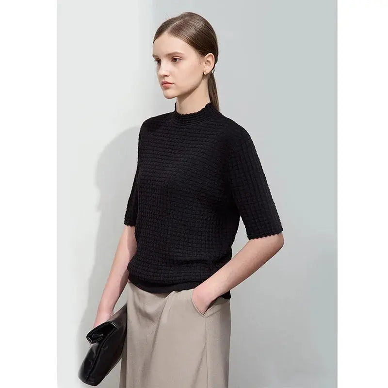 Elegant Mock Neck Slim Knit Sweater