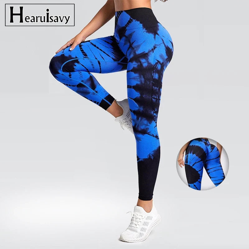 New Tie-Dye Seamless Yoga Leggings Breathable Gym High Waist Sports Leggings Women  Fitness Running Exercise Hip Lift Pants
