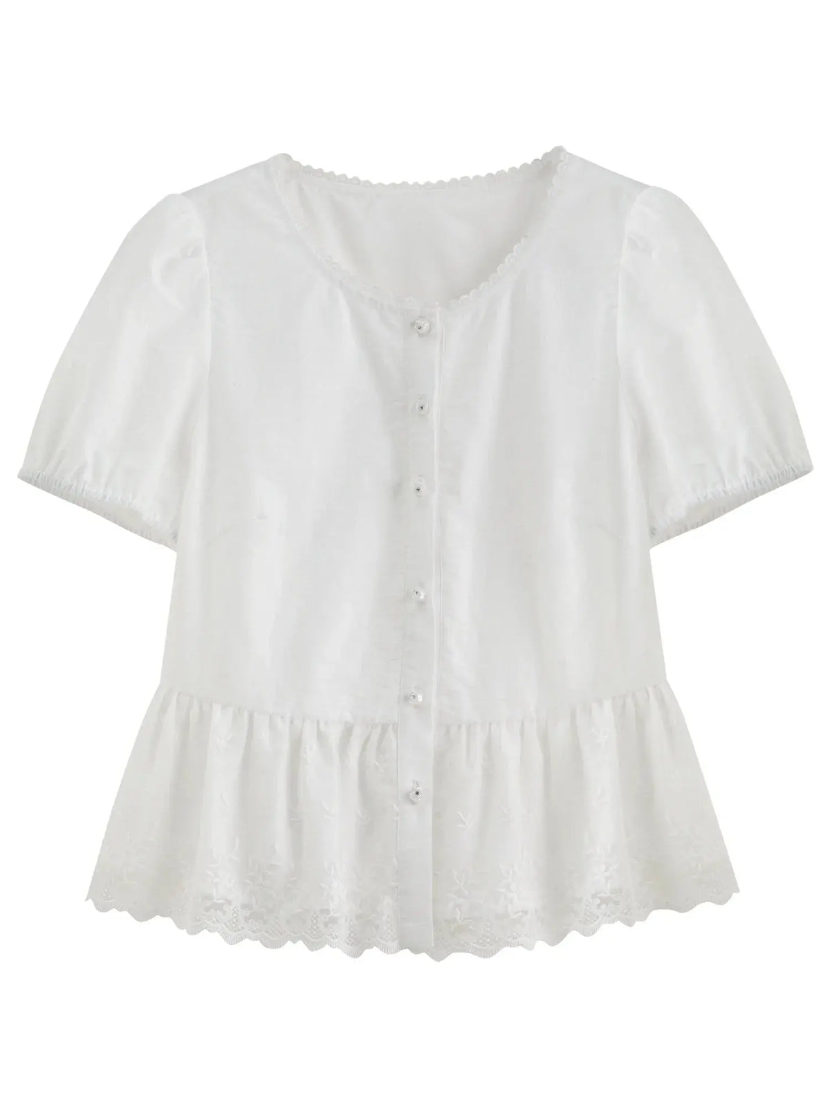 Lace Contrast Summer Blouse