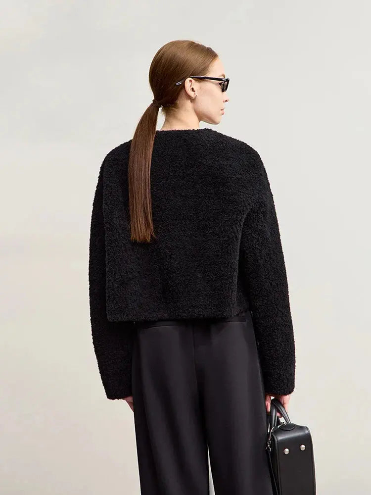Elegant Wool Blend Short Winter Coat