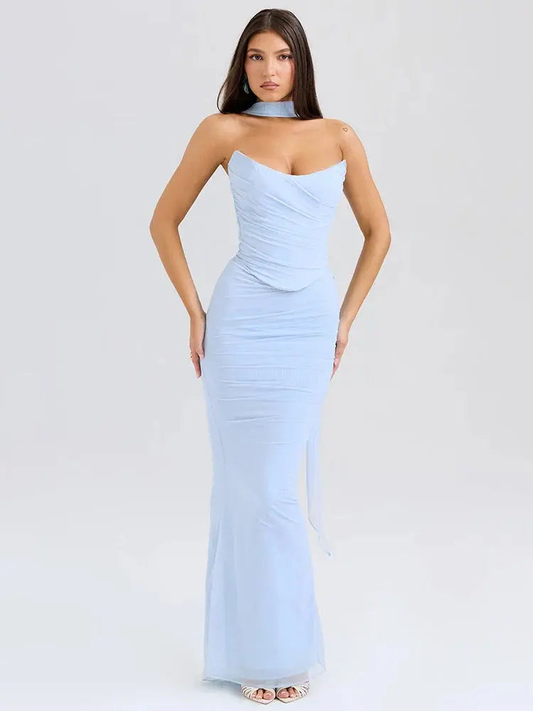 Strapless Neckerchief Two-Piece Skirt Set