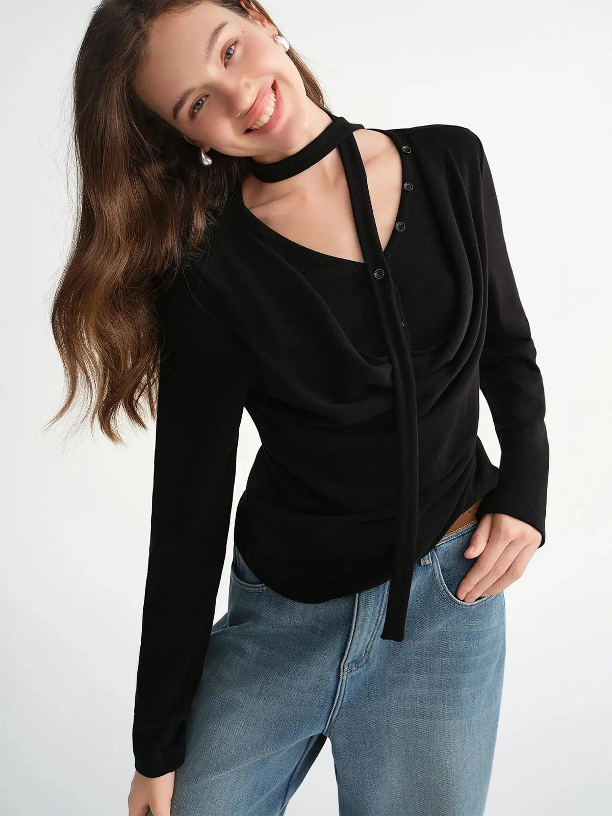 Mock Two-Piece Layered T-Shirt Plus Size Top
