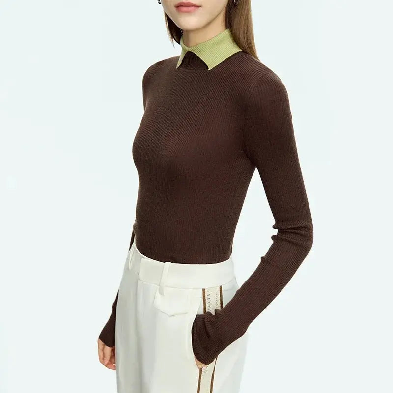 Minimalist Colorblock Knit Sweater