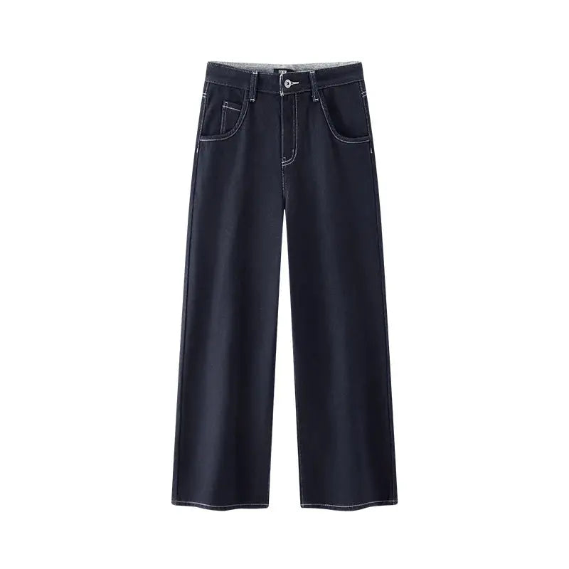 High Waist Fleece Lined Wide Leg Jeans
