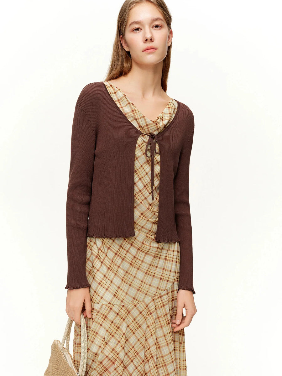 Spring Women's Sweater Tie-Waist Tencel Knit