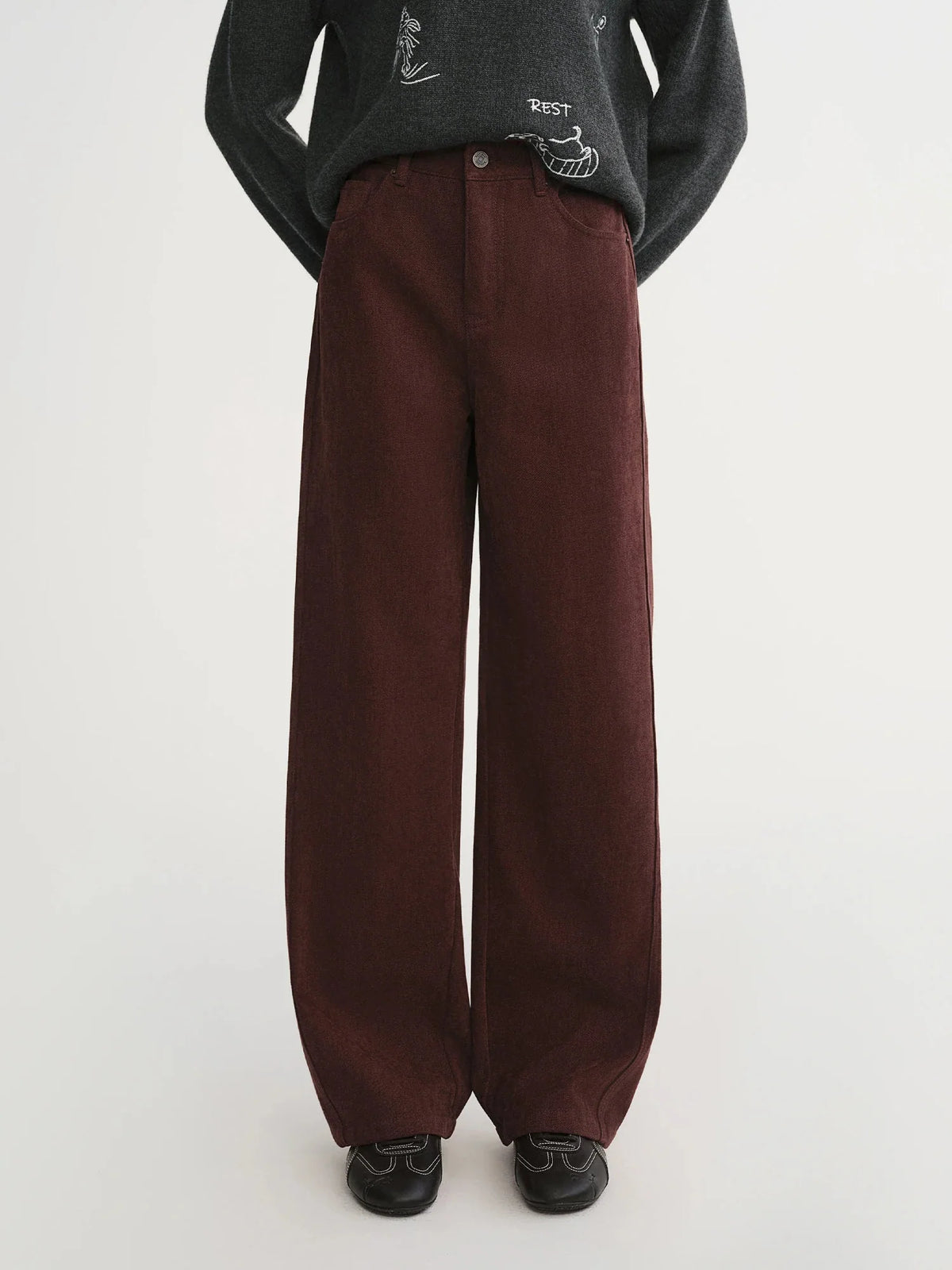 High Waist Wide Leg Pants Winter Office Trousers