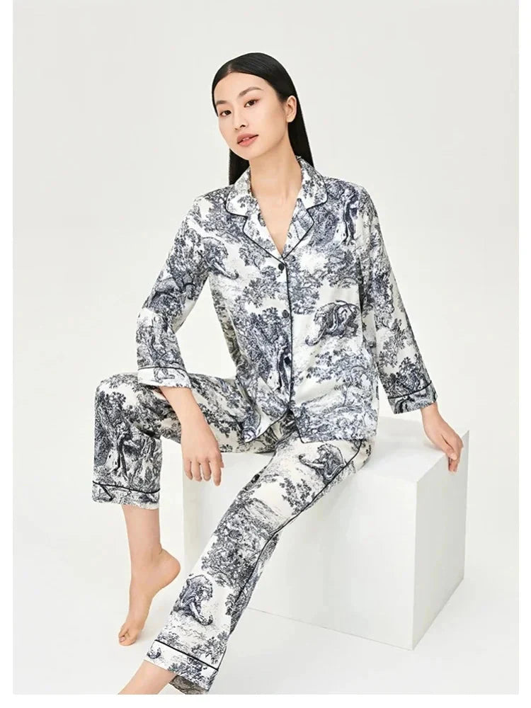Women’s Mulberry Print Pajama Silk Lounge Set