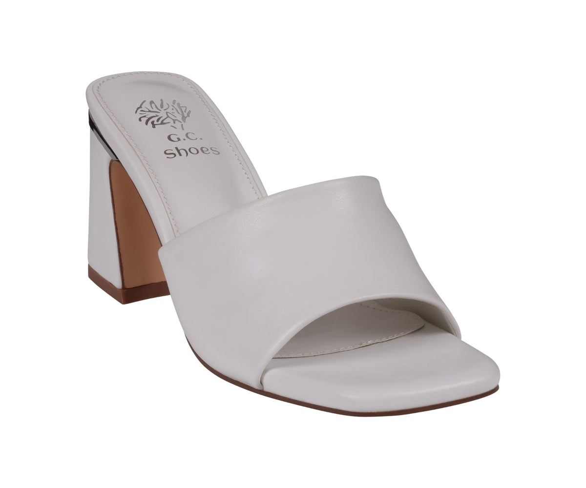 Women's Soho White Square Toe Heeled Sandals