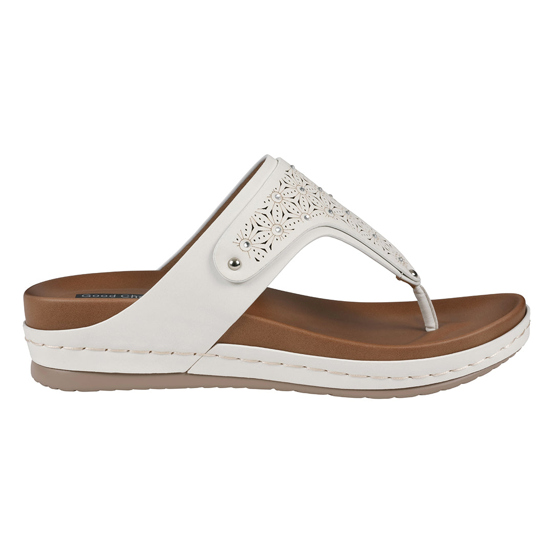 Women's Tani White Thong Wedge Sandals