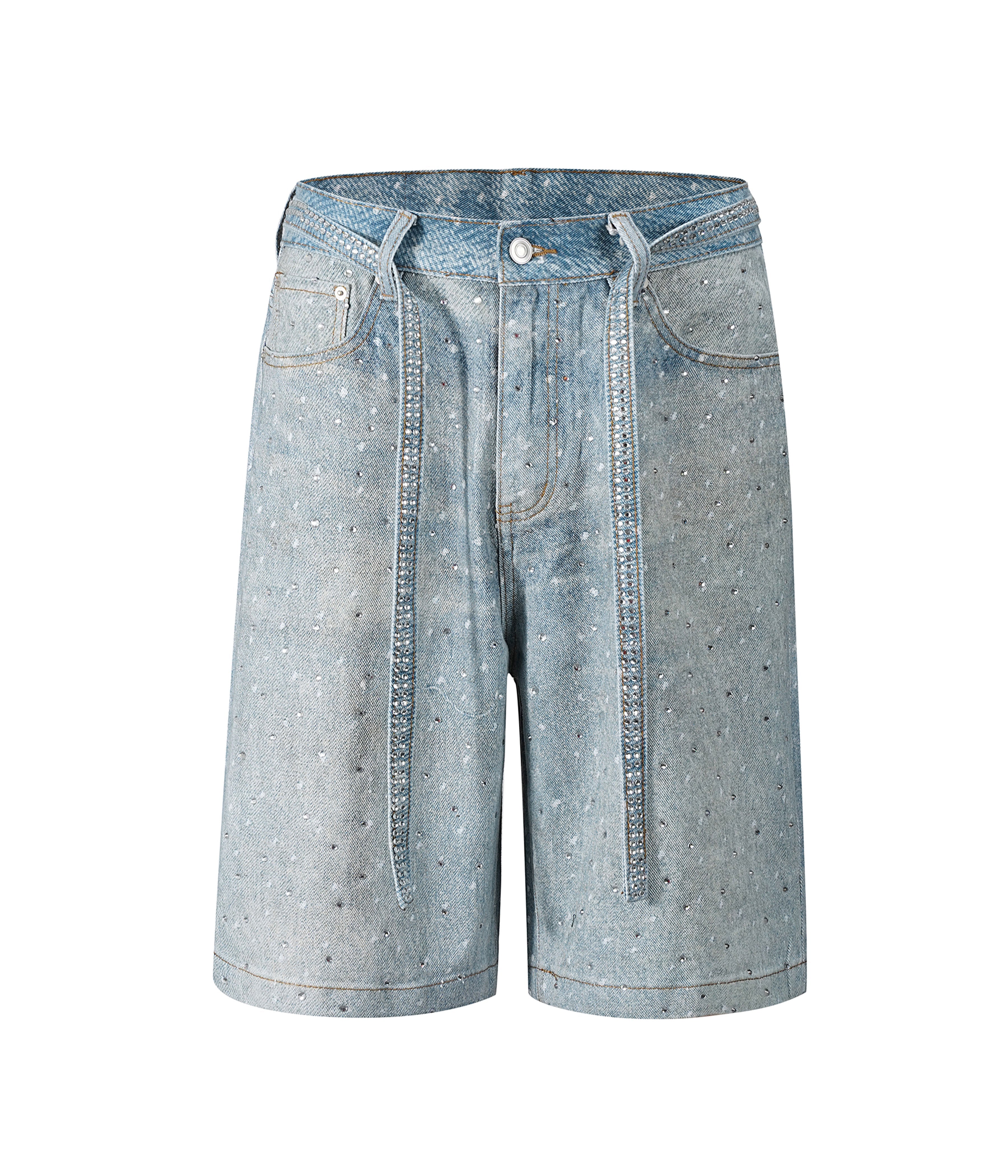 BLAUE RHINESTONE-SHORTS