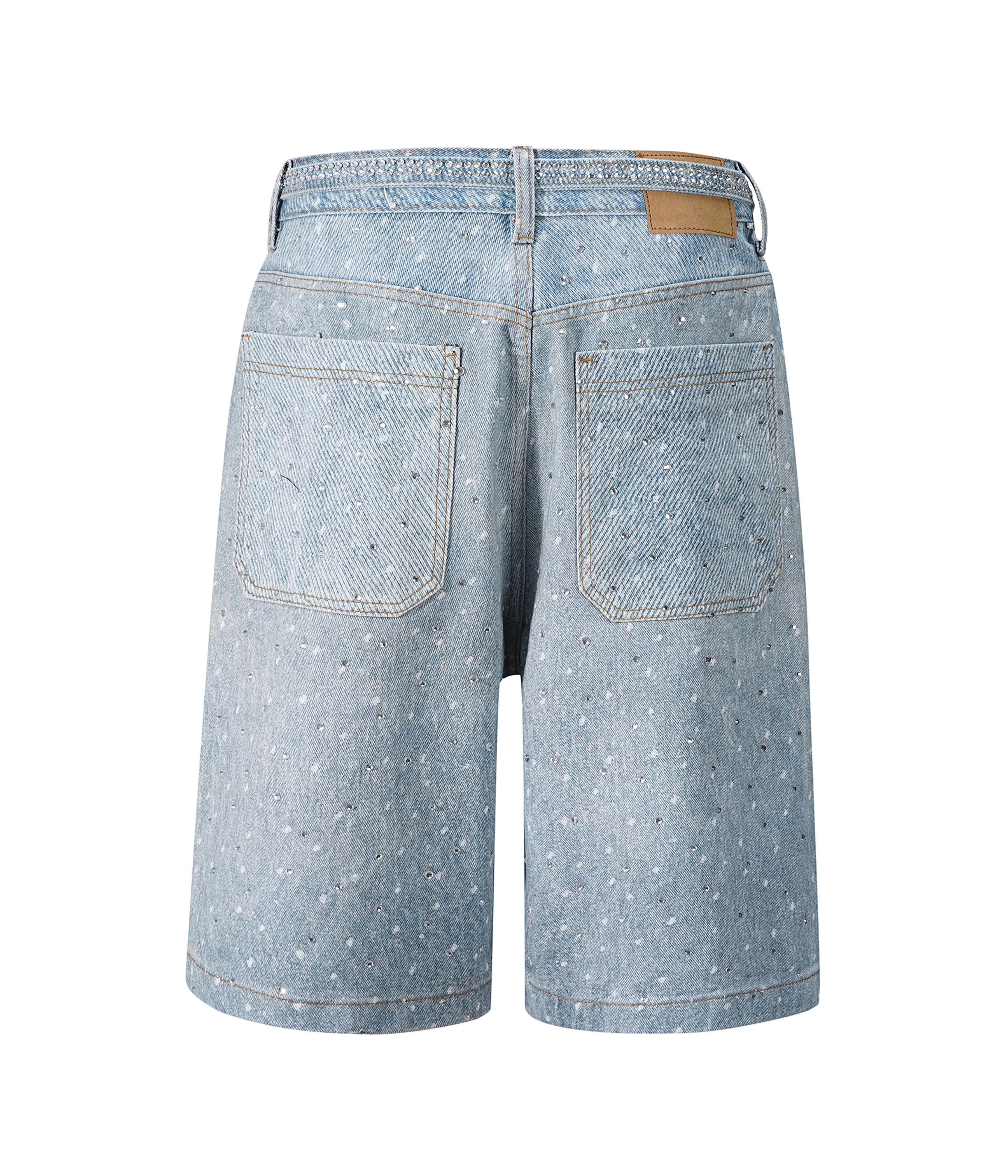 BLAUE RHINESTONE-SHORTS