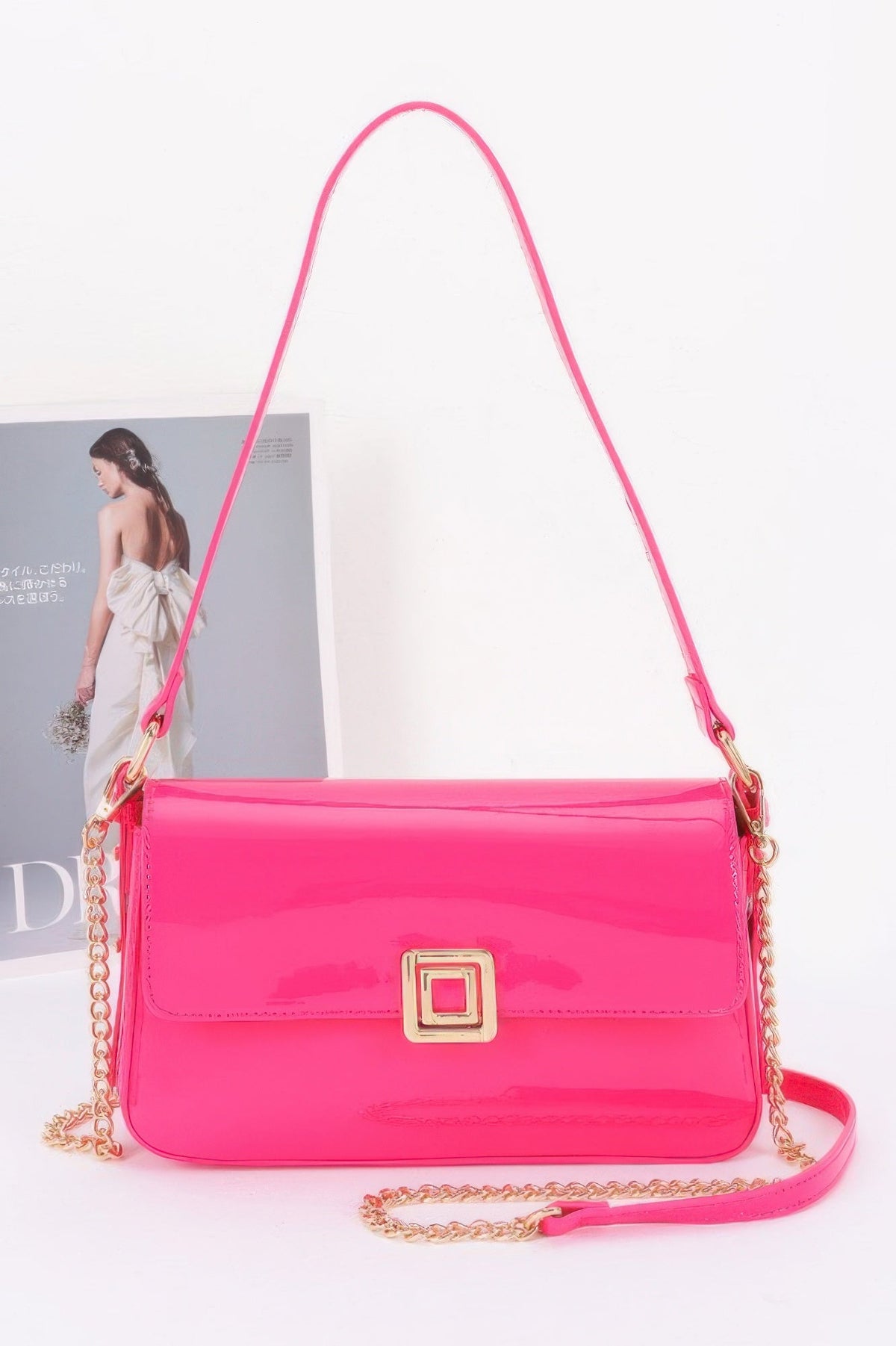 Enamel Flap Shoulder Bag