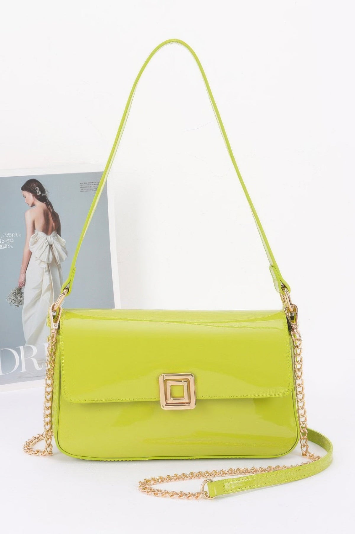 Enamel Flap Shoulder Bag