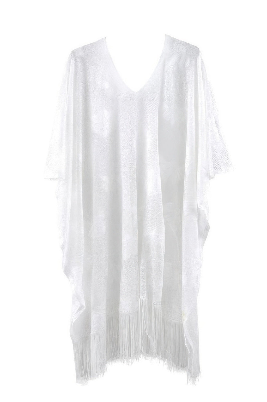 Floral Lace Poncho With Tassel