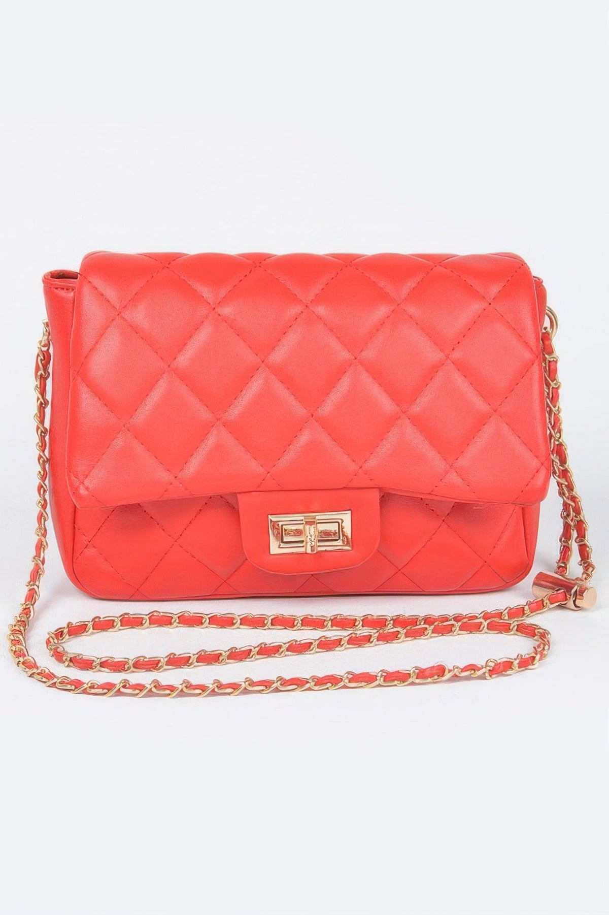 Quilted Faux Leather Flap Bag