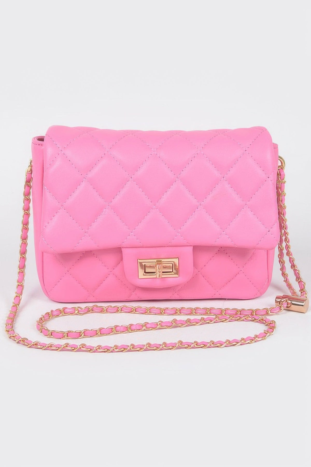 Quilted Faux Leather Flap Bag