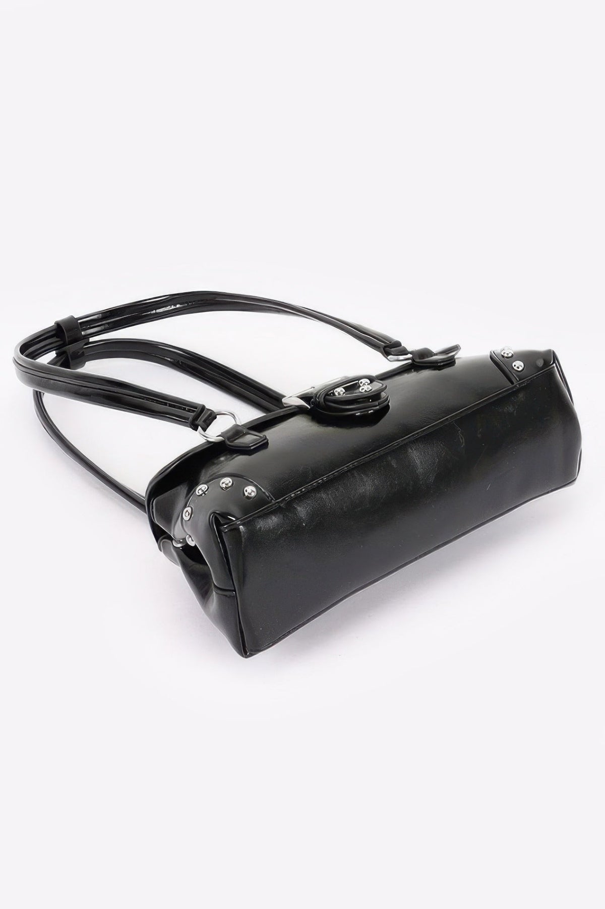 Vegan Leather Metal Studded Shoulder Bag