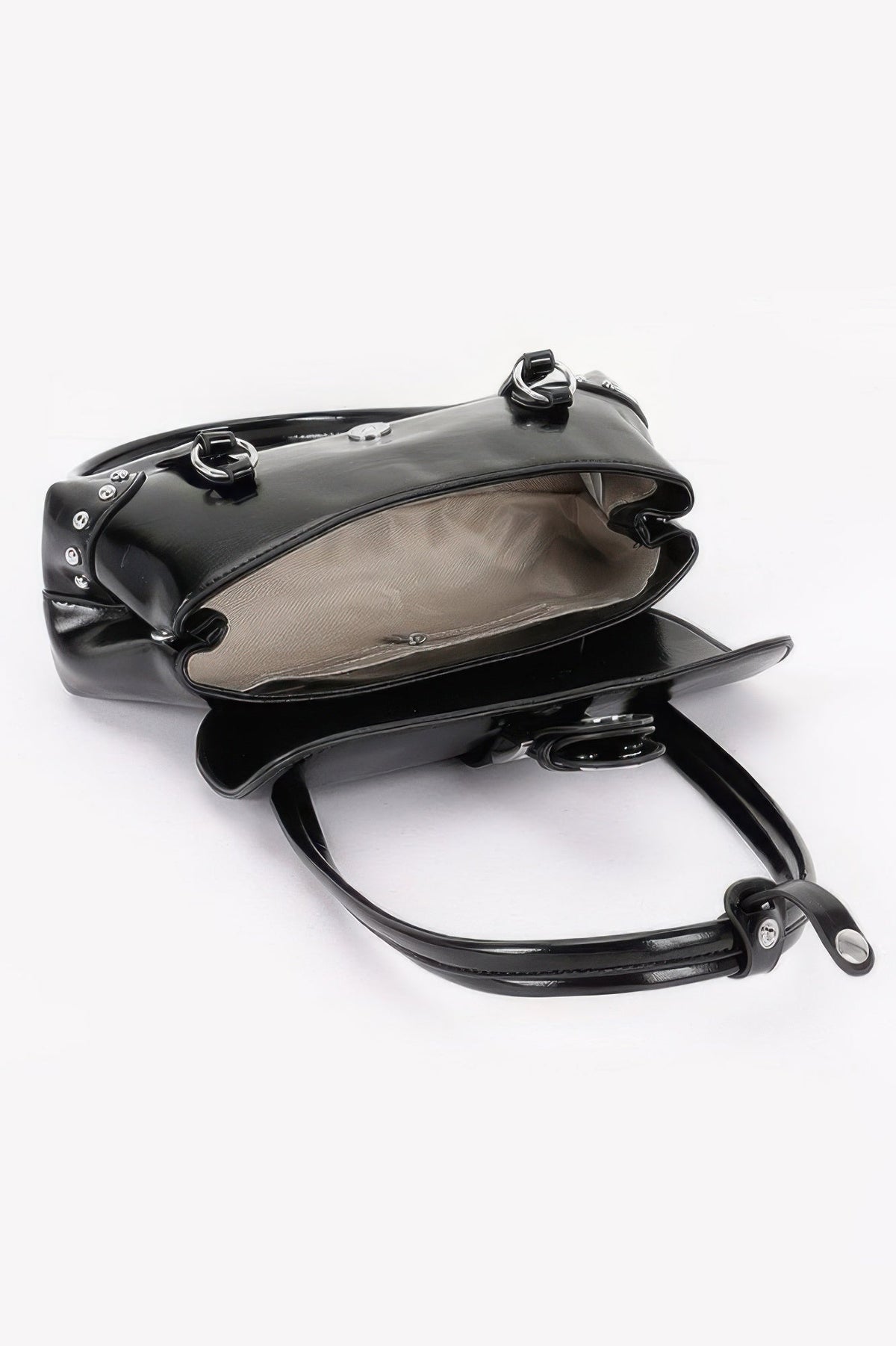 Vegan Leather Metal Studded Shoulder Bag