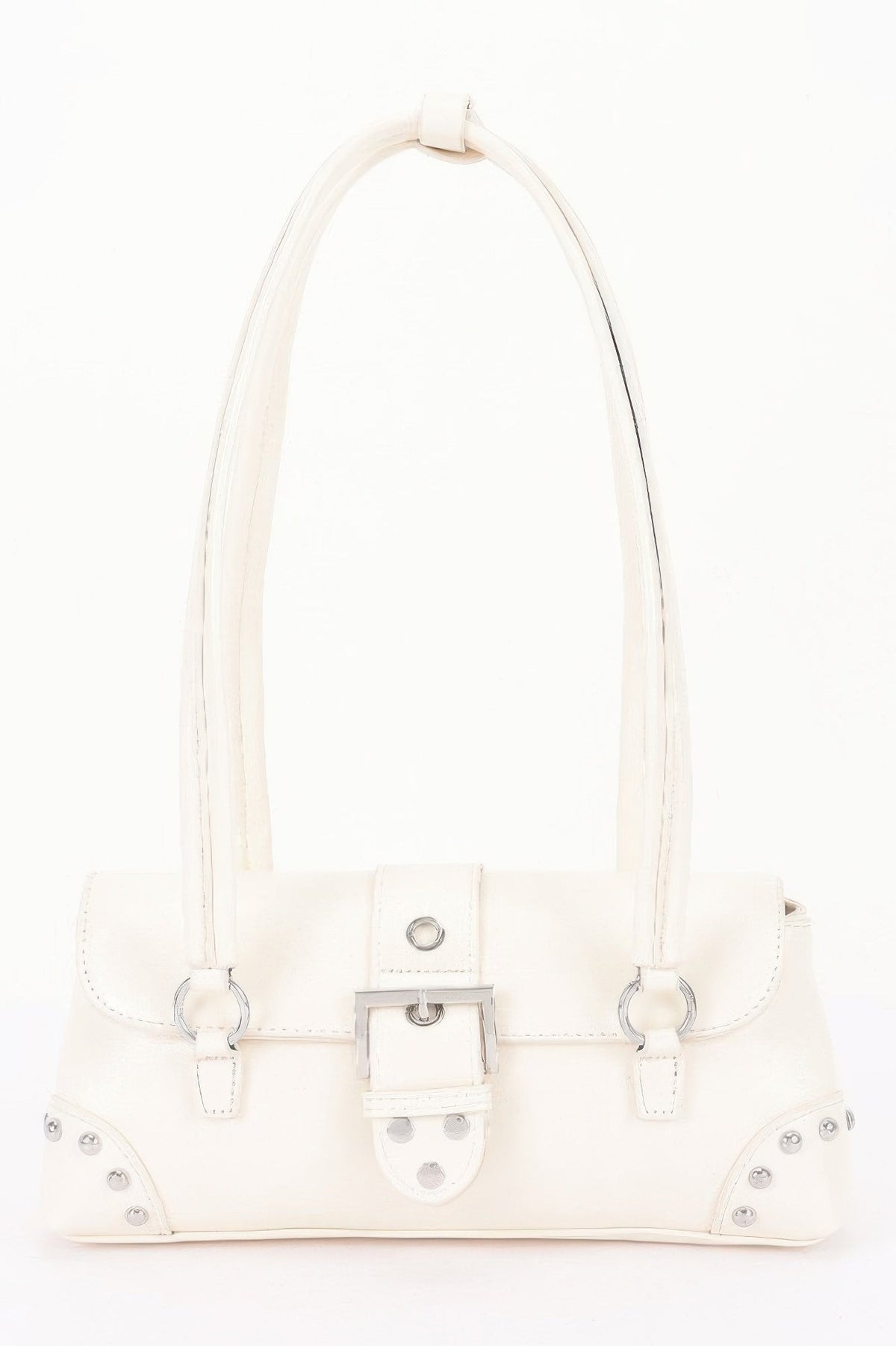 Vegan Leather Metal Studded Shoulder Bag