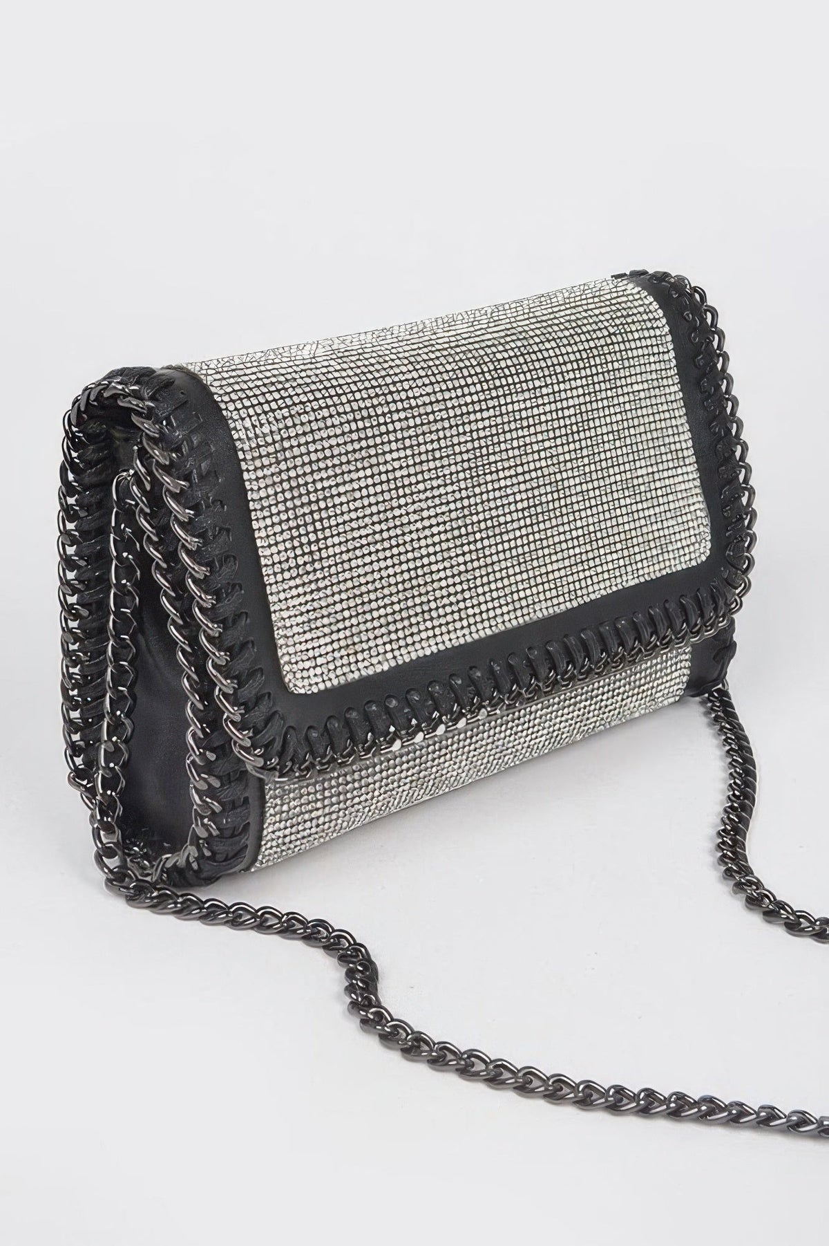 Multi Color Rhinestone Chain Braided Clutch