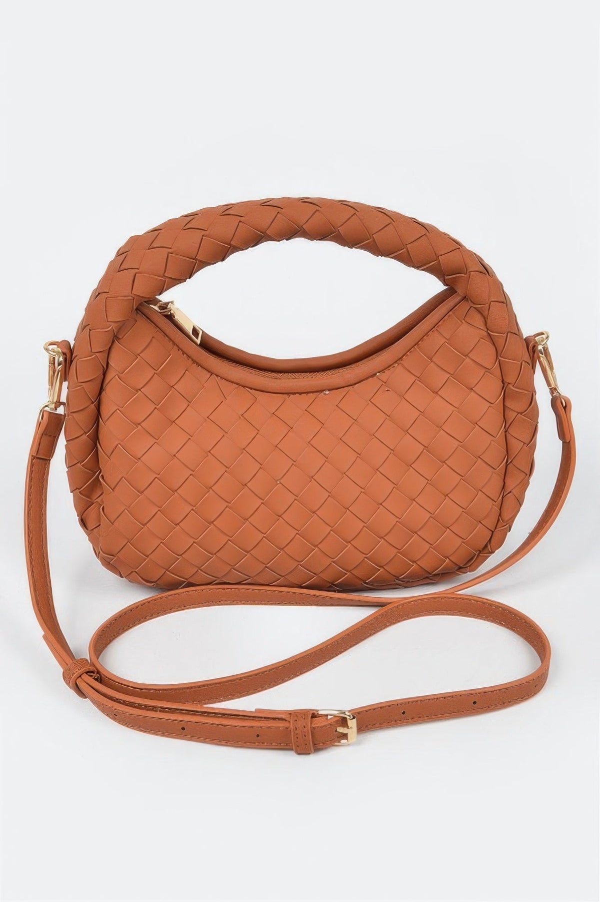 Faux Leather Braided Hobo Clutch