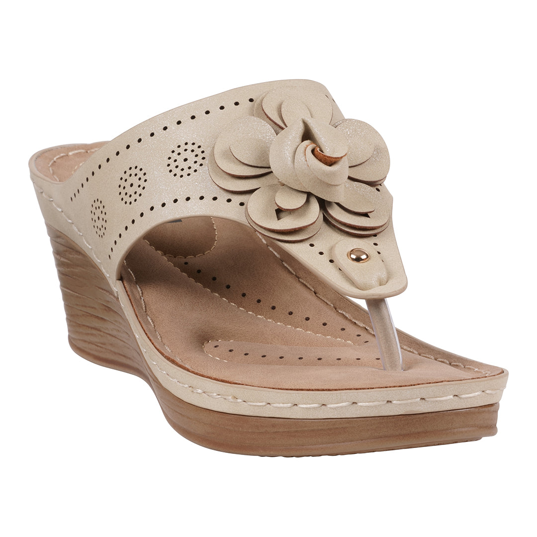 Women's Willa Gold Floral Wedge Sandals