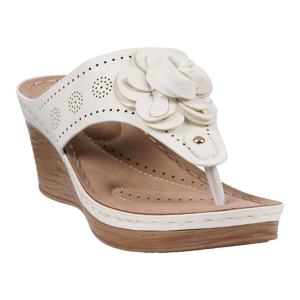 Women's Willa White Floral Wedge Sandals