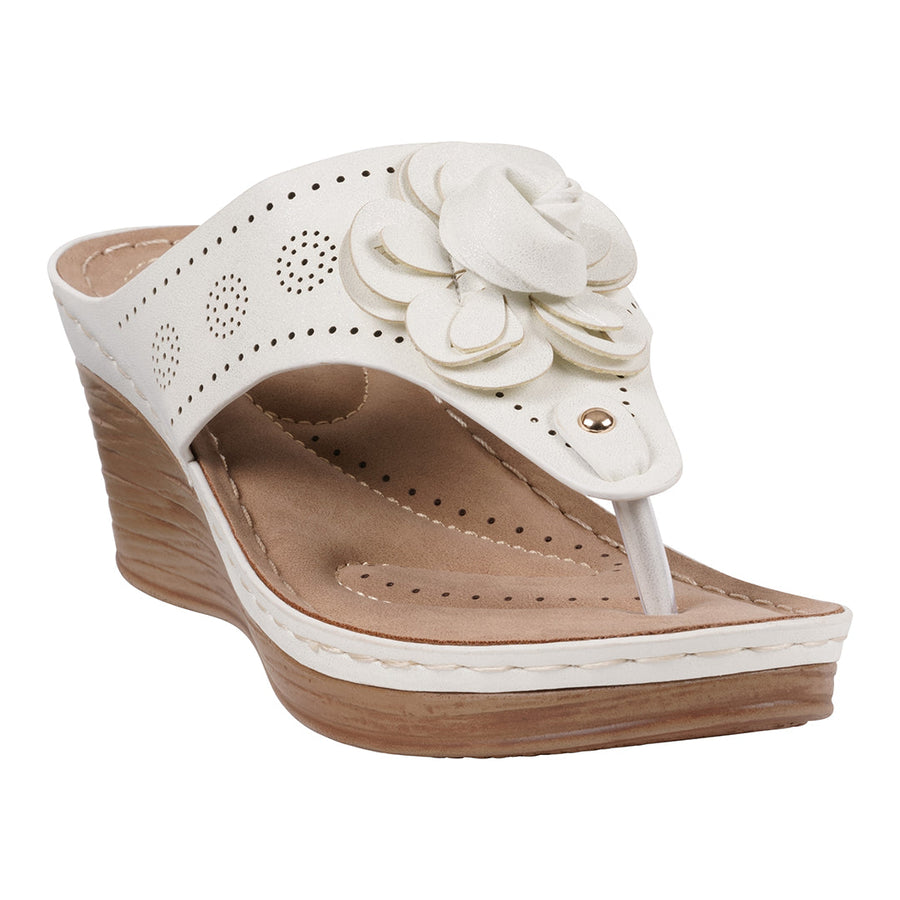 Women's Willa White Floral Wedge Sandals