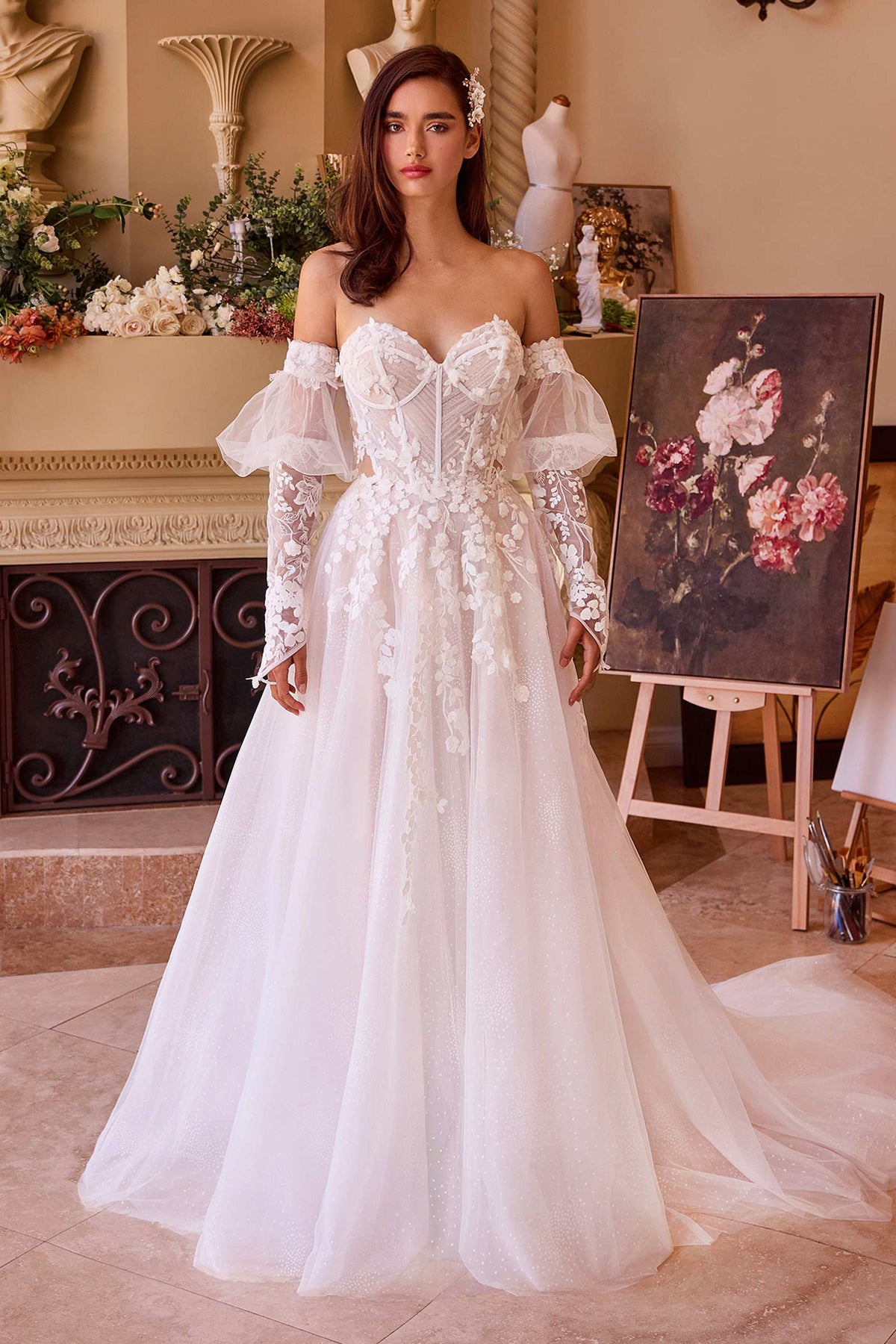 Andrea & Leo WL032 Gown Floral Appliqued Strapless Wedding Ball Gown