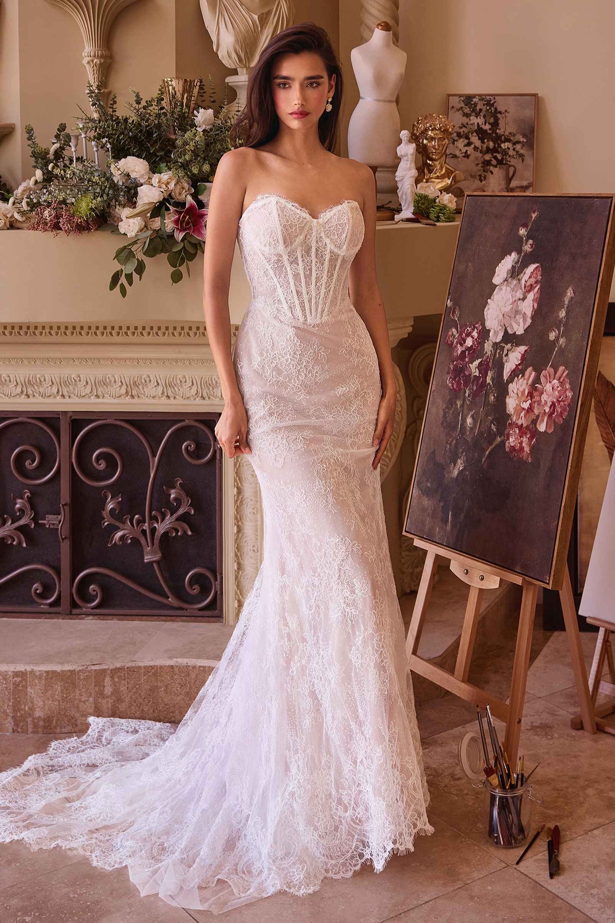 Andrea & Leo WL044 Dress Fitted Lace Wedding Dress & Removable Overskirt
