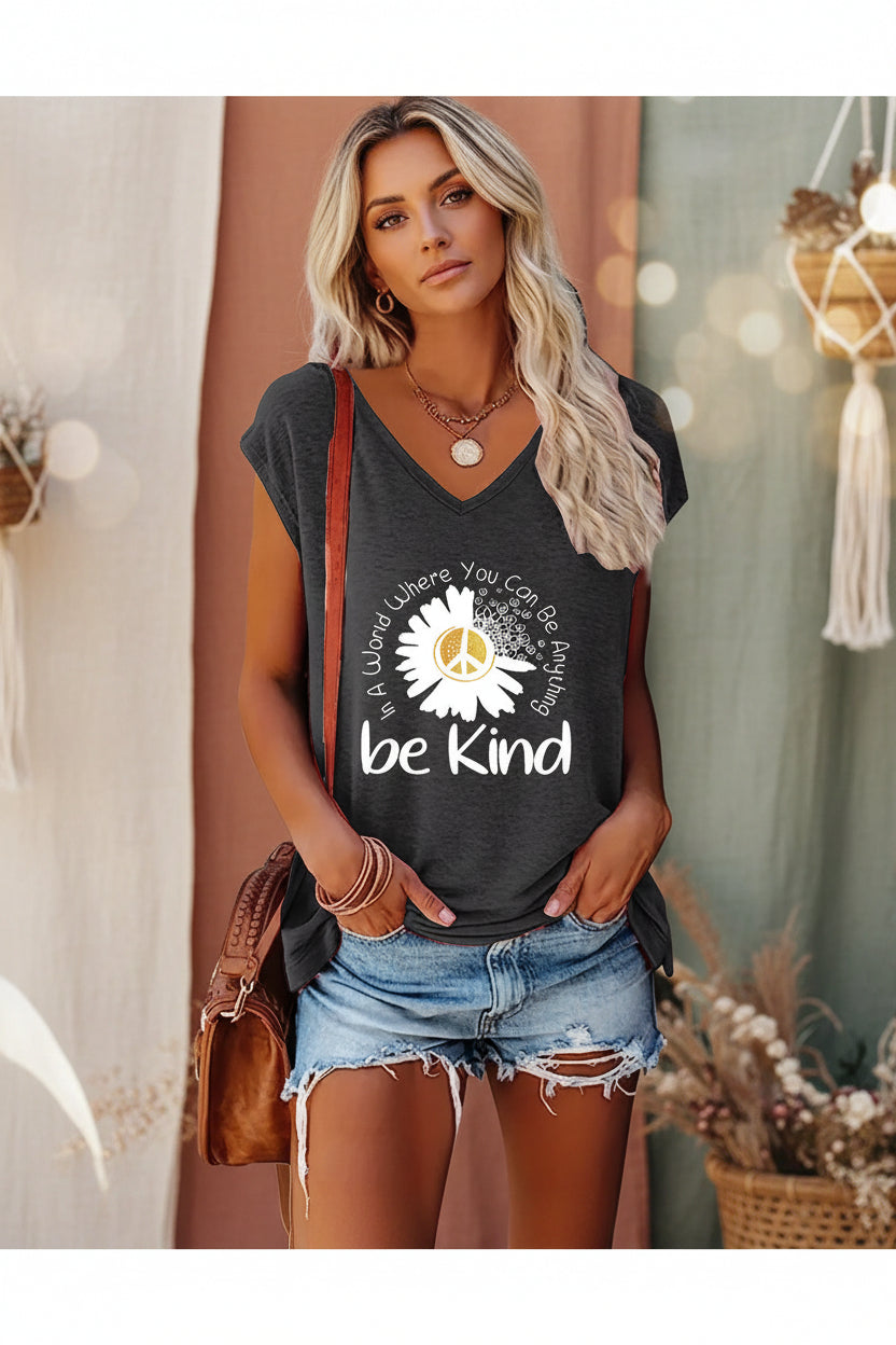 2-Pack Wildflowers Graphic Print V-Neck Tee Tops