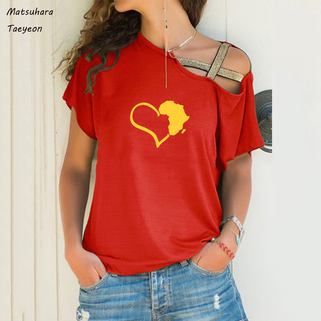 Chic Heart Map Graphic Tee for Women