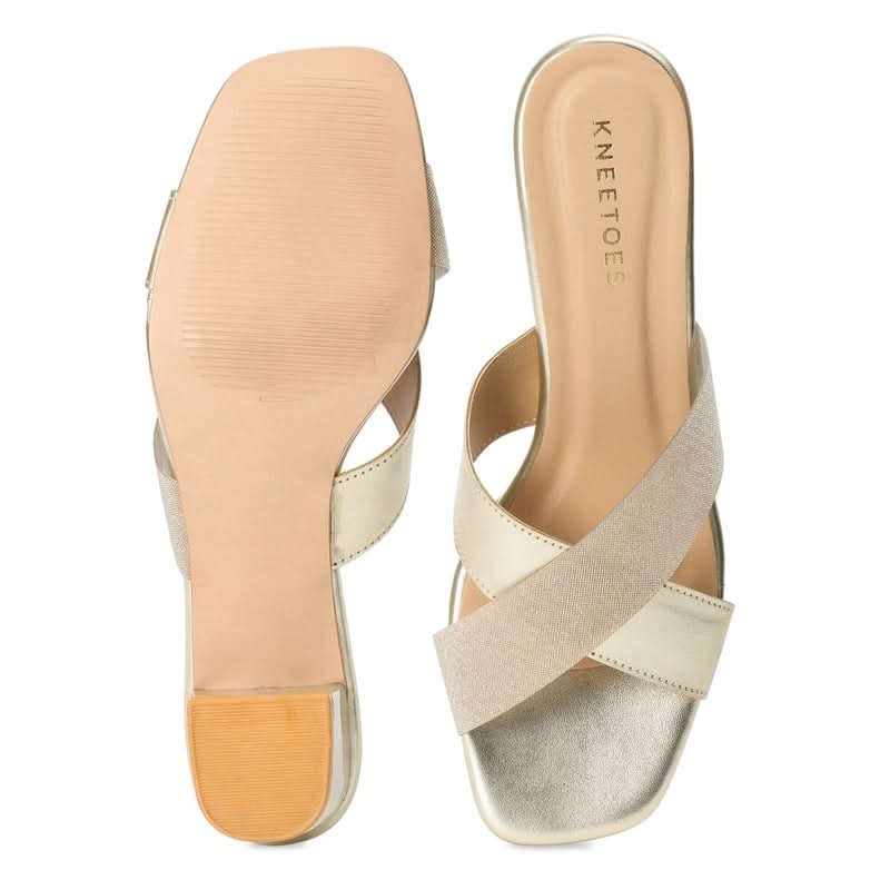 Clara - Gold Block Heels