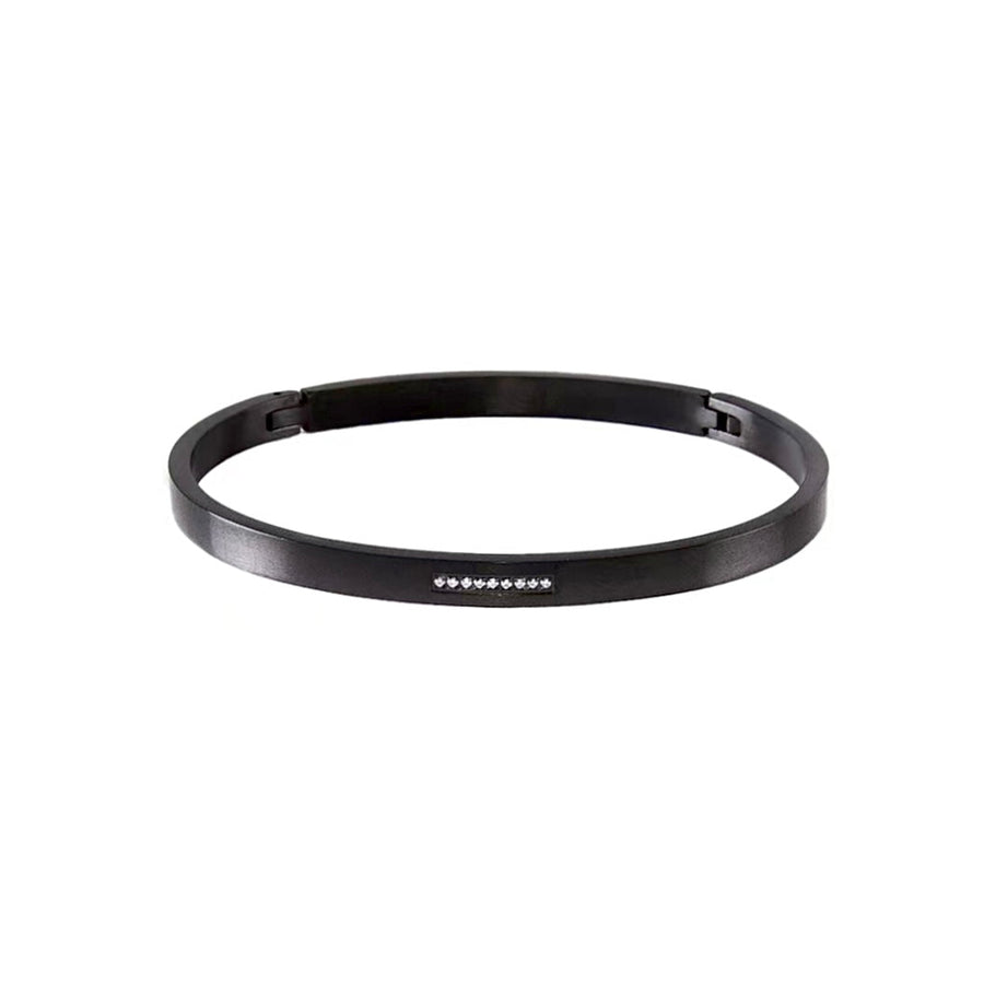 BG309B B.Tiff Black 9-Stone Pave Bangle Bracelet