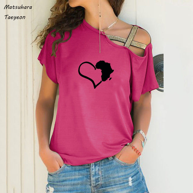 Chic Heart Map Graphic Tee for Women