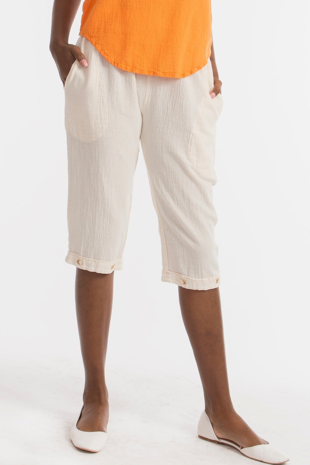 Women's Cotton Gauze Nydia Capri With Pockets