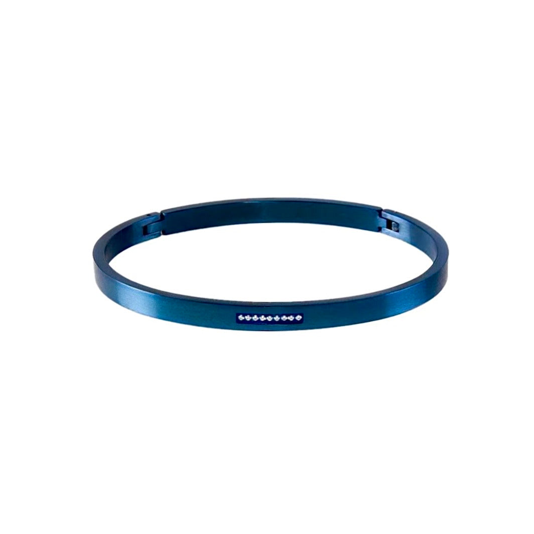 BG309BL B.Tiff Blue 9-Stone Pave Bangle Bracelet