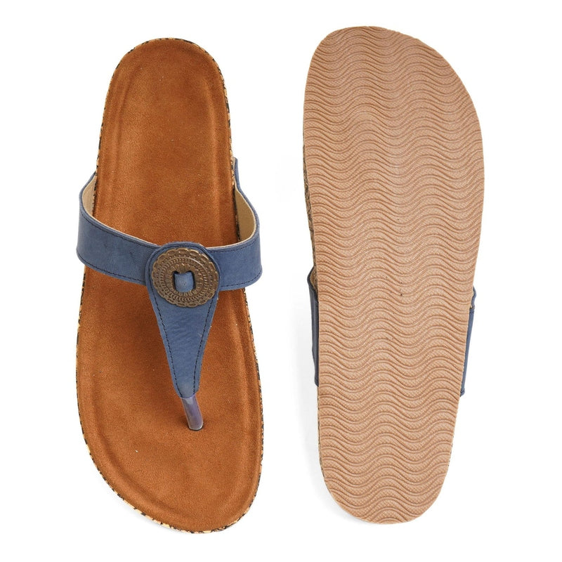 Delia - Blue Cork Sandals