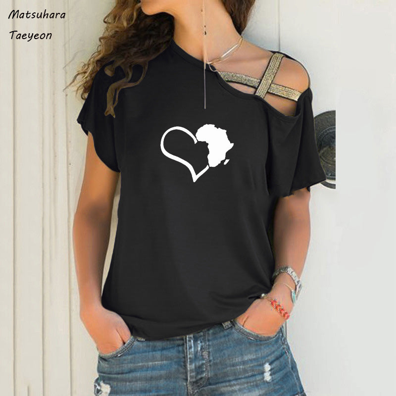 Chic Heart Map Graphic Tee for Women