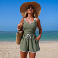 Women's Minimalist Sports One-Piece Swimsuit – Solid Color Sleeveless