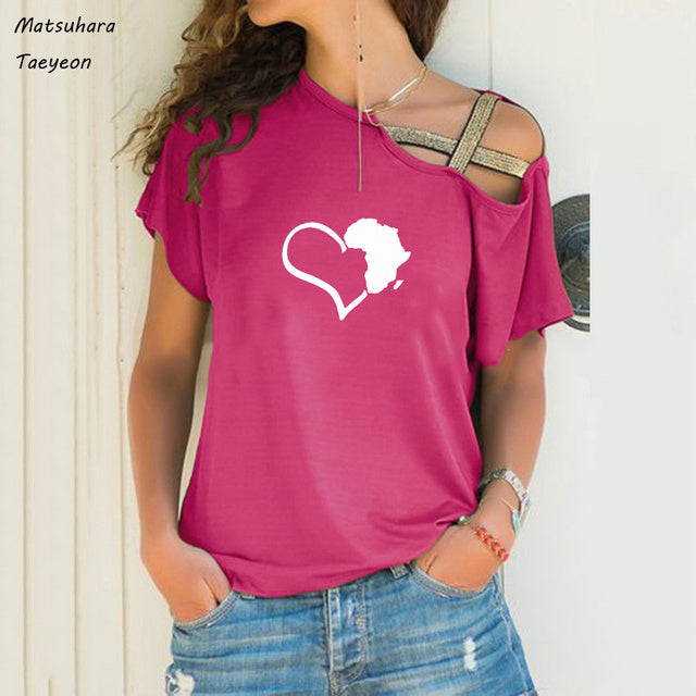 Chic Heart Map Graphic Tee for Women